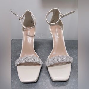 Madden Girl Nude Rhinestone Strap Heels